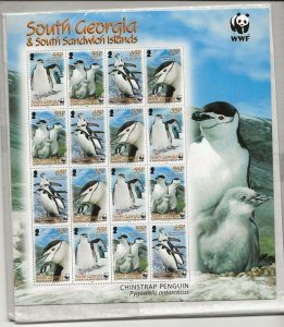 South Georgia 2008 Chinstrap Penguin sg.453-6 sheetlet of 16  MNH