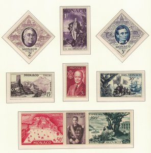 Monaco Columbus Lincoln Roosevelt Eisenhower US Presidents 9v 1956 MNH