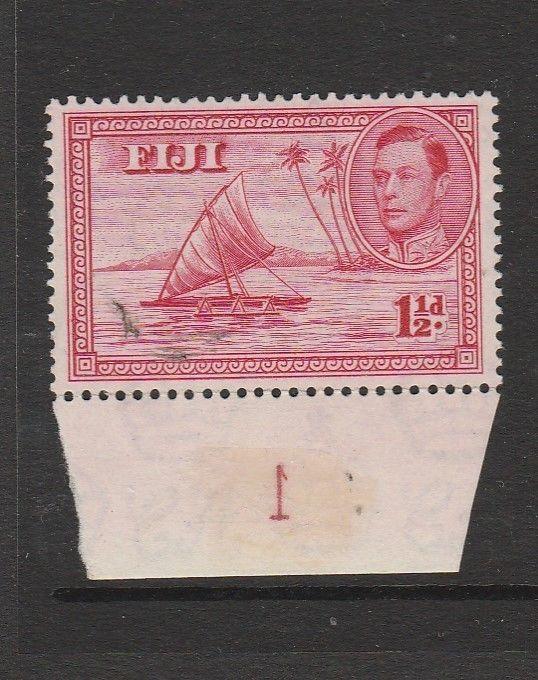 Fiji 1938 1 1/2d Die 1 MM SG 251 with Cylinder Number marginal