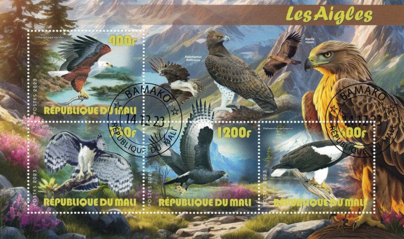 MALI 2023 - Birds of prey /complete set (sheets+block) - 4 scans