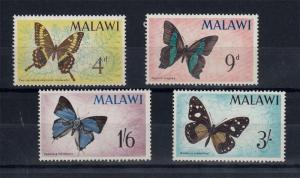 Butterflies 1966 MNH MALAWI Insects Animals Mots Set 4 Stamps #A2036