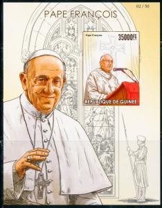 GUINEA 2015 POPE FRANCIS  SOUVENIR SHEET IMPERFORATE  MINT NEVER HINGED