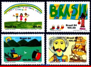 1949-52 BRAZIL 1984 INDEPENDENCE WEEK, SHIPS, CHILDREN DRAWING, MI# 2063-66, MNH