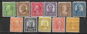 United States 632-42 Definitives set MH (lib) Some values have writing on back