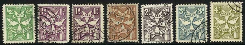 Malta SGD21/D26 Post Due Set wmk Script Set of 6 (1/2d trace of a thin) Cat 35 p