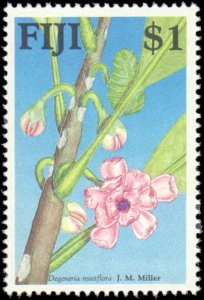 Fiji #595-598, Complete Set(4), 1988, Flowers, Never Hinged