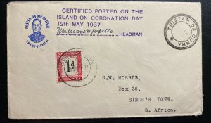 1937 Tristan DA Cunha Postage Due Cover To South Africa King George 6 Coronation