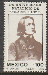 MEXICO 1459, FRANZ LISZT, COMPOSER, 175th BIRTH ANNIVERSARY. MINT, NH. VF.