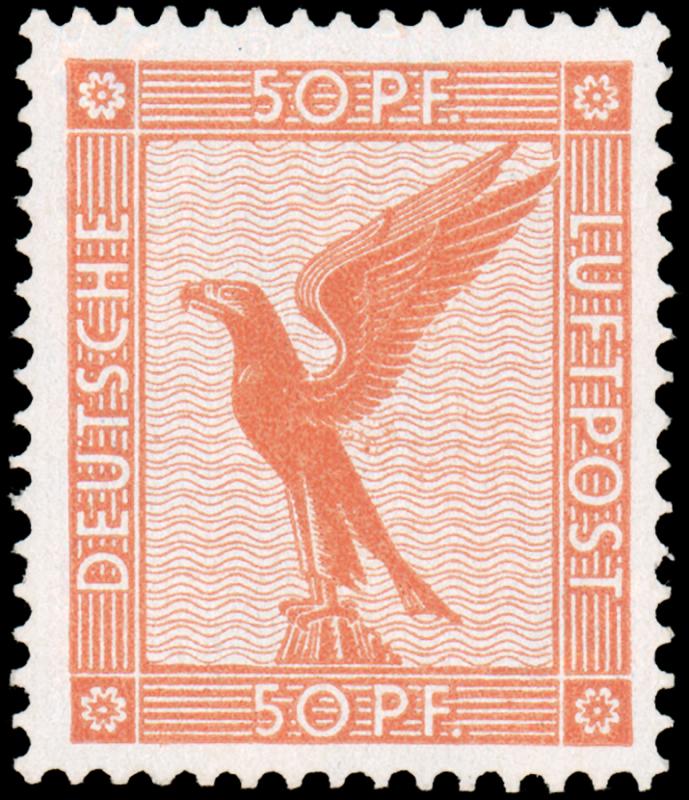 Germany 1926 50pf BROWN ORANGE AIR POST MNH #C31 gorgeous with intense color ...