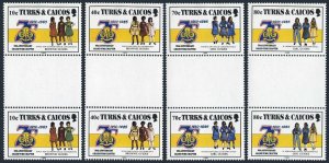 Turks & Caicos 705-708 gutter, MNH. Mi 772-775, Bl.64. Girl Guides. Uniforms.