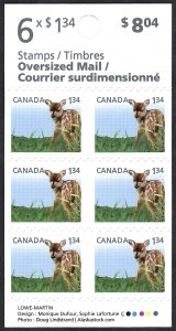 Canada #2609a $1.34 Baby Wildlife - Fawn (2013). Booklet of 6 stamps. MNH