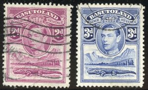 Basutoland Scott 21-22 UF-VFH - 1938 King George VI - SCV $2.30