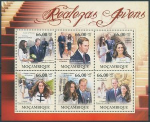 Mozambique 2011 MNH Royalty Stamps Prince William & Kate Duke Cambridge 6v M/S