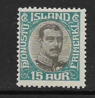 ICELAND, O44, MINT HINGED, CHRISTIAN X