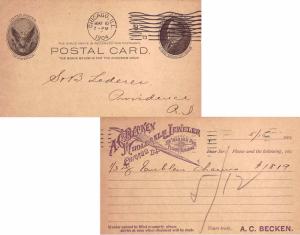 United States Illinois Chicago 1904 machine  Postal Card  Violet Reverse Illu...