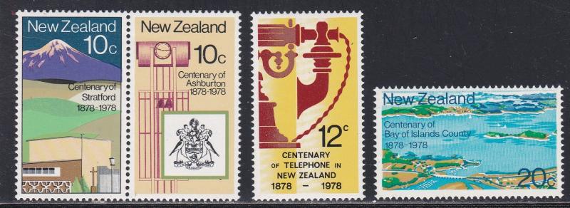 New Zealand # 656-659, City Centennials, NH, 1/2 Cat.