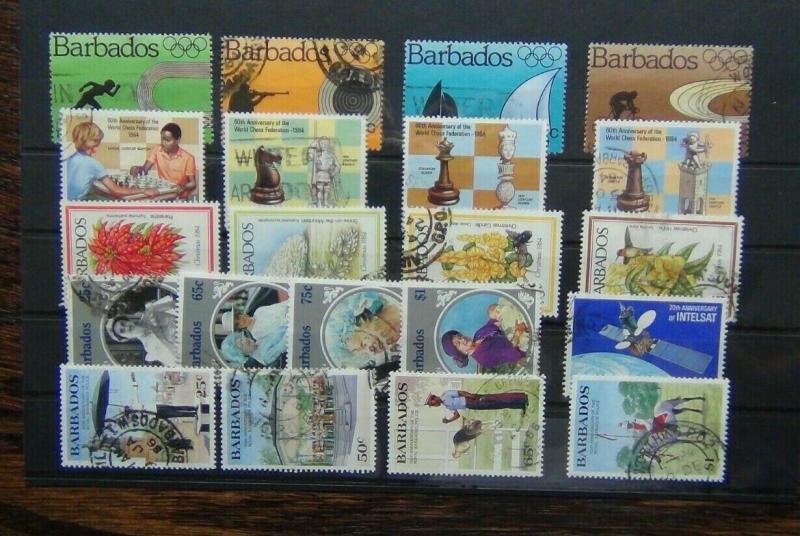 Barbados 1984 Olympics Chess Flowers 1985 Police Queen Mother Satellite Used