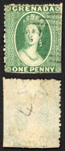 Grenada SG4 1d Green wmk Small Star (upright) Rough Perf 14 to 16 Cat 17