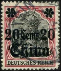 Germany Offices China SC# 51 Germania wmk 125 o/p 20c on 40pf Used