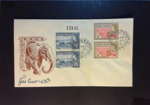 Gold Coast 1953 Elizabeth 1/2d & 4d Pairs / First Day Cover - Z812