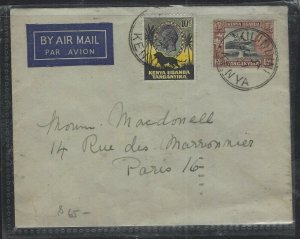 KENYA & UGANDA (P0203B) 1937 KGV  10C+65C KILINDINI A/M TO FRANCE 