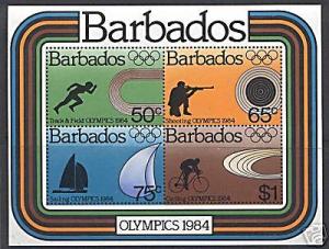 Barbados 626a MNH Olympic Sports, Cycling, Sailing, Shooting, Track & Field