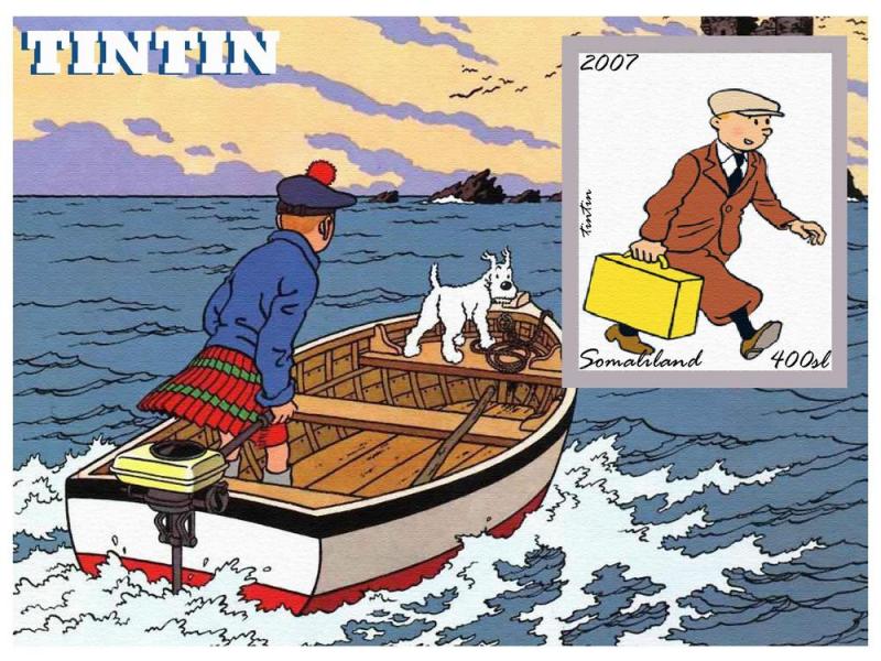 SOMALILAND SHEET IMPERF ANIMATION TINTIN