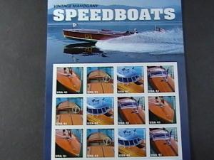 U.S.# 4160-4163(4163a)-MINT/NH-- PANE OF 12--VINTAGE MAHOGANY SPEEDBOATS--2007