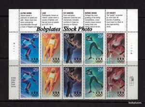 BOBPLATES US #2807-11 Winter Olympics Top Plate Block of 10 F-VF MNH SCV=$6.5