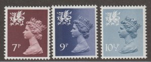 Great Britain Wales Scott#WMMH8,12,14 SG# W23,27,30 1978 QEII MNH