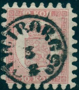 FINLAND #5a 10kop, Roul II used w/1865 Wiburg cds, VF