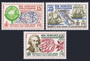 New Hebrides Br 127-129, MNH. Mi 267-269. Louis Antoine de Bougainville, 1968.