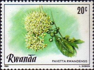 Rwanda 1981 Sc#1009, SG#1023 20c Pavetta rwandensis MINT.