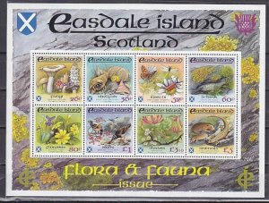 Easdale Is. 1990 issue. Flora & Fauna sheet of 8. Shells, Birds, Mushrooms. ^