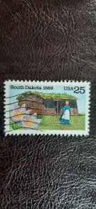 US Scott # 2416; used 25c South Dakota from 1989; XF centering; off paper