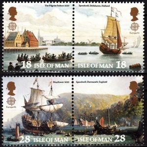 ISLE OF MAN 1992 EUROPA: America-500. Historical Ships. 2 Pairs, MNH