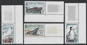 1960 Antarctic FSAT TAAF Bird, Seals, Penguin Margin Set #16-19 VF-LH CV $120.50-