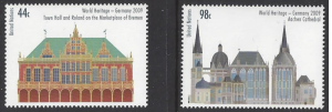 United Nations #979-80 MNH, set Town Hall & Aachen Cathedral, issued 2009