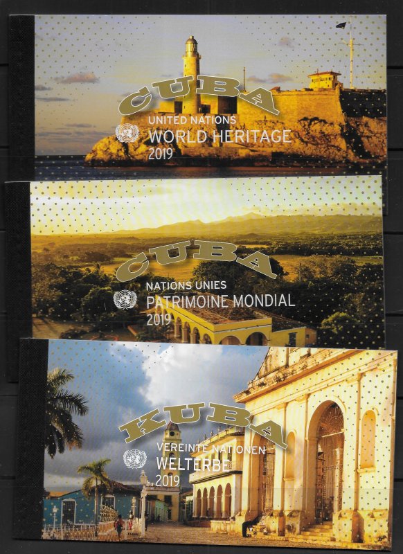 United Nations 1230, G679, V654 World Heritage Booklets MNH