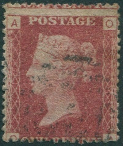 Great Britain 1858 SG43 1d red QV AOOA plate 115 fine used (amd)