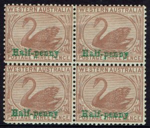 WESTERN AUSTRALIA 1895 SWAN HALF PENNY ON 3D BLOCK