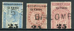 Ceylon Telegraph SGT38/40 25c Surcharge Set of Three RARE Cat 245 pounds