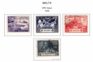 225-228 Malta, MLHOG and Used, UPU Issue, 1949, 226-226 MLHOG and 227-228 Used