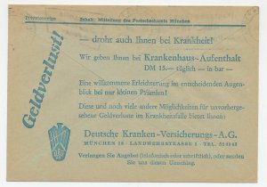 Postal cheque cover Germany 1958 Health insurance 