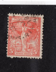 Argentina 1921 5c rose, Scott 291 used, value = 40c