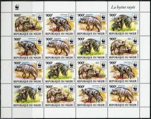 NIGER 2015 WORLD WILDLIFE FUND---WWF--HYENA   SHEET OF SIXTEEN   MINT NH