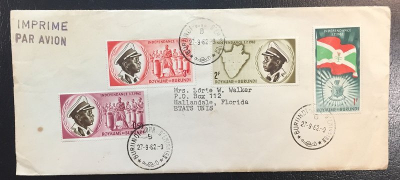 Burundi #25-28 On Cover - Independance Day Issue w/inserts (1962 cancel)