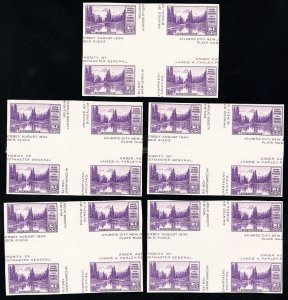 US Stamps # 770a MNH XF Lot Of 5 Crease Gutter Blocks Scott Value $150.00