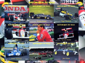 Mali 2010 Formula 1 Ayrton Senna Sheetlet (9) IMPERFORATED MNH