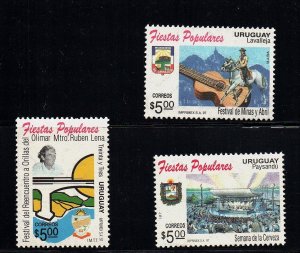 Uruguay Stamps 1997 - Beer Week Ruben Lena Guitar Man on horse Festival de minas